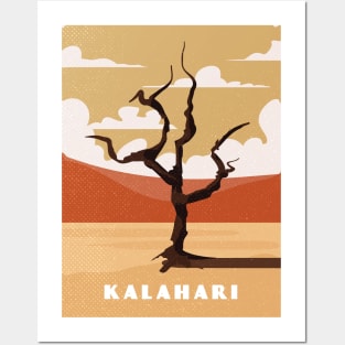 Kalahari desert. Botswana, Namibia.. Retro travel poster Posters and Art